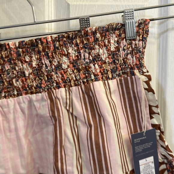 NWT Universal Thread Womens Patchwork Skirt Size Large Pink Brown Floral Stripe - Picture 9 of 16
